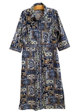 J. McLaughlin Kailyn Navy Floral Pastiche Edge Shirt Dress